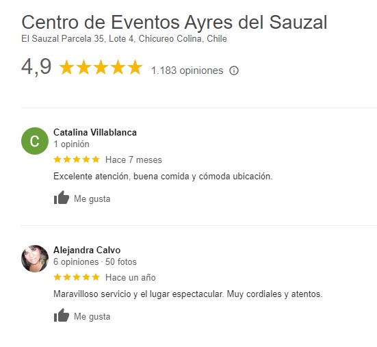 centro de eventos con buenos comentarios